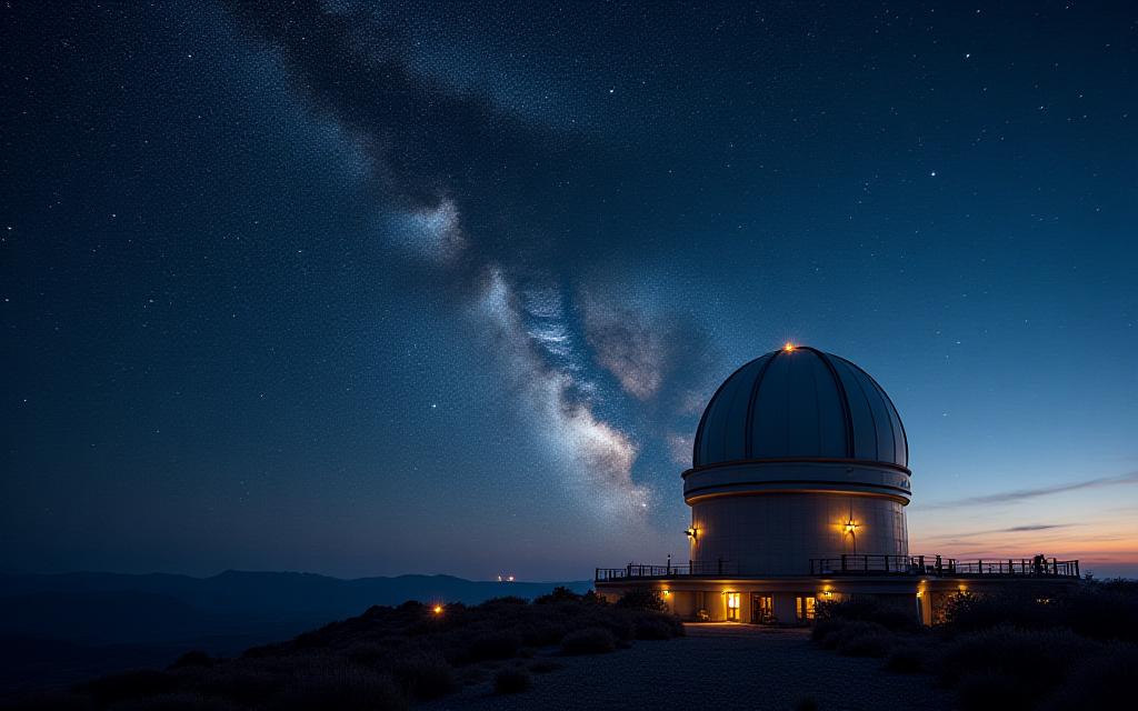 Professional observatory at dark sky destination for astronomical observation